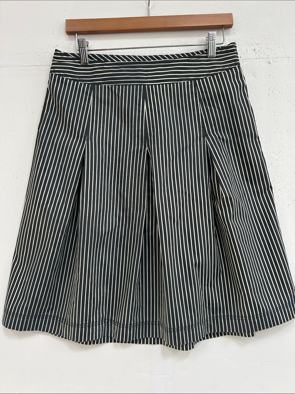 Merona Gray and White Vertical-Stripe A-Line Skirt